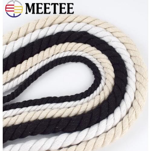 Meetee 5-20mm 3 Shares Twisted 100% Cotton Cords for Bag Decoration Rope DIY Home Textile Tied Ropes Sewing Accessories KY338