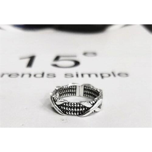 Fashion Retro Personality Double XX Twist Letter Thai Silver Distressed Open Rings INS Hotsale Punk Jewelry Anillos Mujer SR297