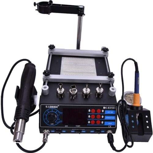 Rework Station SAIKE 8310D 220v or 110v soldering station hot air station+soldering iron+Preheat station 3 in 1