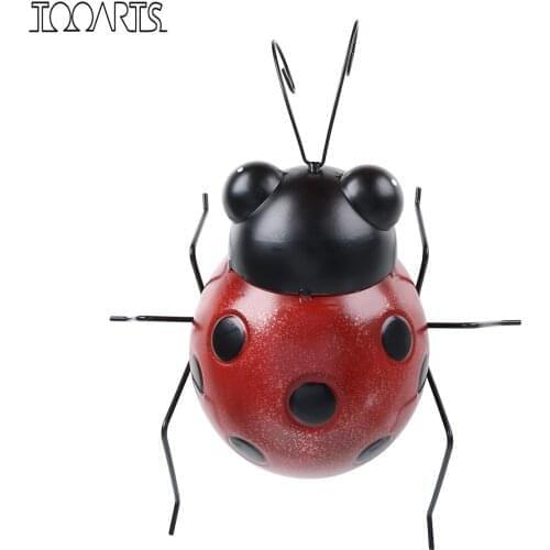 Tooarts Ladybug Wall Decoration Iron Cartoon Ladybug Fun Decoration Handicraft Garden Decor Natural Farmhouse Style