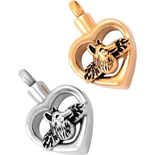 IJD9594 Wolf In My Heart Cremation Necklace for Ashes Holder Pet Ashes Keepsake Jewelry Memorial Urn Pendant In Stainless Steel