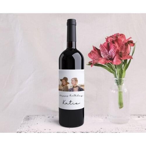 Personalized Photo Birthday Party Wine Label, Wine Bottle Label, Customized Birthday Gift Idea, Wine Bottle Stickers