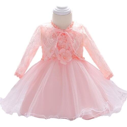 Infant clothing pink Lace Baby Girl Dress 0-12M 1 Years Baby Girls Birthday Dresses Vestido party princess dress christening