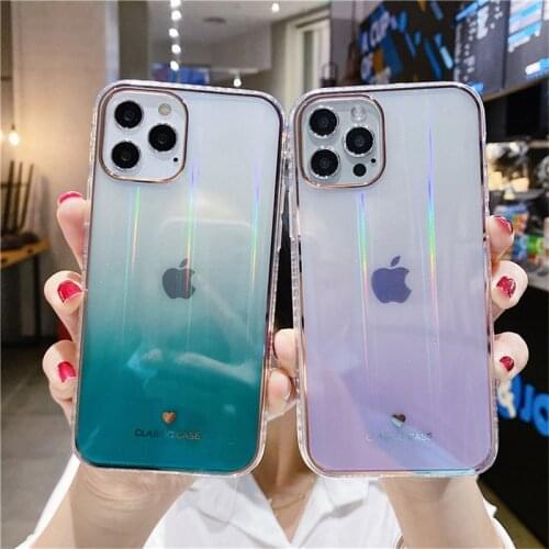 Moskado Gradient Color Transparent Phone Case For iPhone 12 Pro Max 11 Pro Max X XR XS Max 7 8 Plus SE 2020 Soft IMD Back Cover