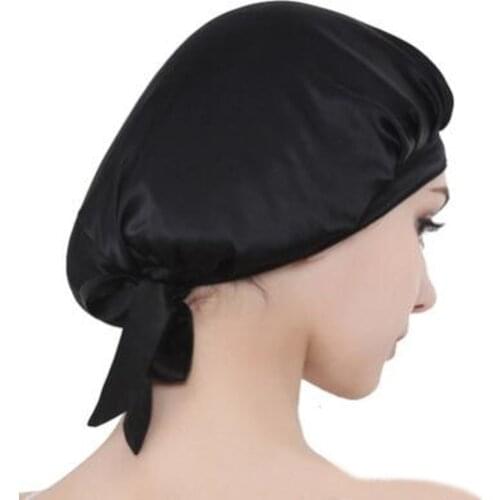 Bonnet Hair Styling Cap Long Hair Care Women Night Sleep Hat Silk Head Wrap Shower Cap Hair Styling Tool Solid Simple Nightcap