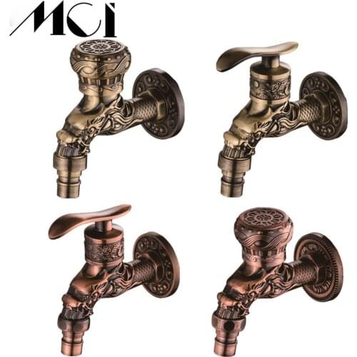 Bathroom Faucet Brass Alloy Antique Bronze Tap Kitchen Outdoor Garden Taps Washing Machine Mop Antique Decorative Bibcock Mci