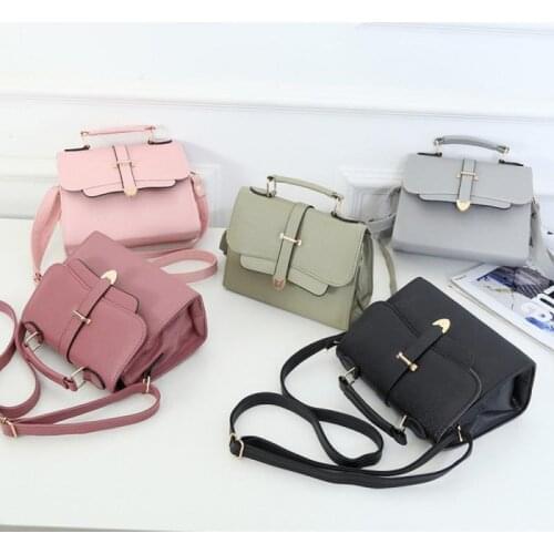 New Fashion Womens Personality Lady Pure Color Single Shoulder Bag PU Leather Ladies Litchi Crossbody Bag Female Casual Handbag