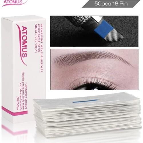 Agulhas Microblading 18 Pin Eyebrow Tatoo Aiguille Tatouage Needle Tebore Micro Blading Sterilized Medical Frivolite Naalden