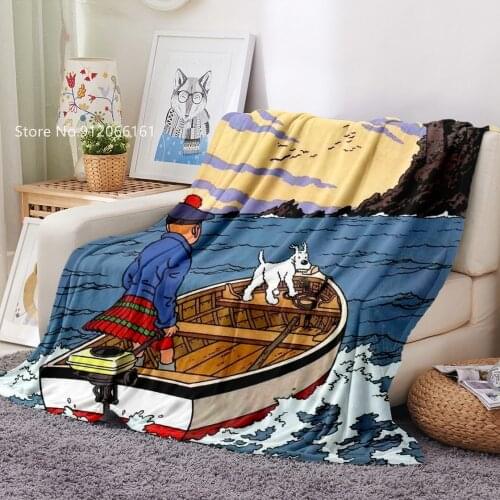The Adventure Of Tintin Bedspread For Bed Home Textile Decorative Flannel Blanket For Kids Throw Blanket Happy Nappers Blanket