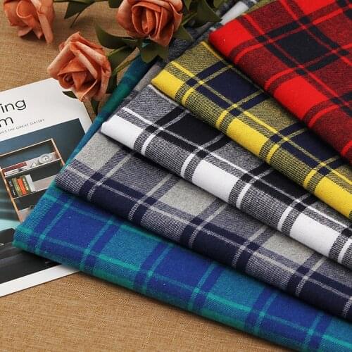 Polyester Cotton Plaid fabric Thicken Printed cloth clothing dress shirt DIY Handmade quilting patchwork Needlework Plaid fabric