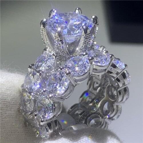 Vintage ring Pave setting 5A zircon Cz 925 Sterling silver Engagement Wedding Band Rings set For Women Bridal bijoux