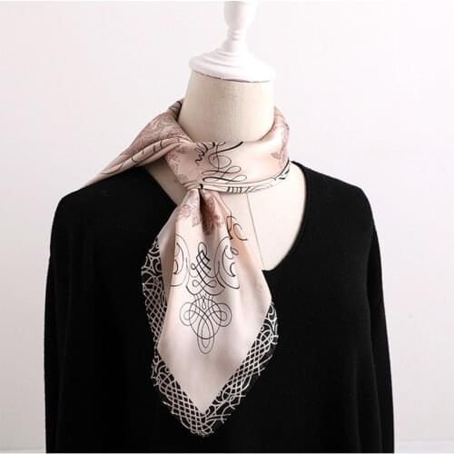 Women 70cm Square Neck Scarf Silk Hair Band Foulard Lady Neckerchief Bandana Fashion Print Shawls and Wraps Headband Scarves