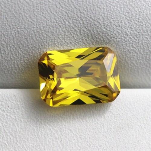 Golden yellow Cubic Zirconia rectangle princess cut shape carved stone beads decorative stones loose zircon jewelry making DIY