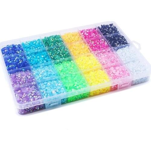 19200Pcs/Box Resin Loose Rhinestone Rainbow Color AB Glue on Rhinestones for DIY Creative Design Decoration Crafts