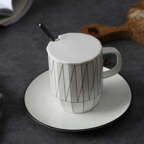 2021 Creative geometric ceramic cup creative juice drink cup office home coffee cup high temperature milk tea cup mug