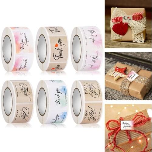 350pcs/roll Business Labels Watercolor Thank You Label Sticke Gift Labels Packaging Decor Wrap Sealing Decals
