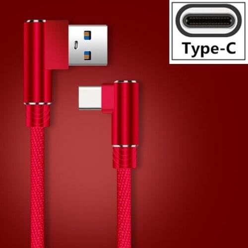 90 Degree USB Type C Cable For Xiaomi mi Huawei P40 3A Fast Charging Charger USBC USB-C Date Cable Type-C Wire Cord