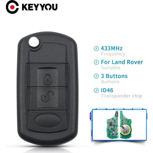 KEYYOU 3 Button Folding Flip 433MHZ ID46 Chip Remote Control Auto Car Key For Land Rover Discovery 3 Finder Sport/LR3