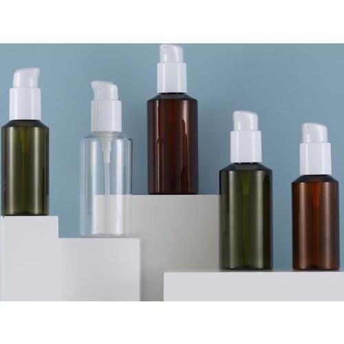 100ml GREEN/BROWN/CLEAR PET BOTTLE for lotion/emulsion/foundation/shampoo/serum/skin care plastic bottle press pump bottle