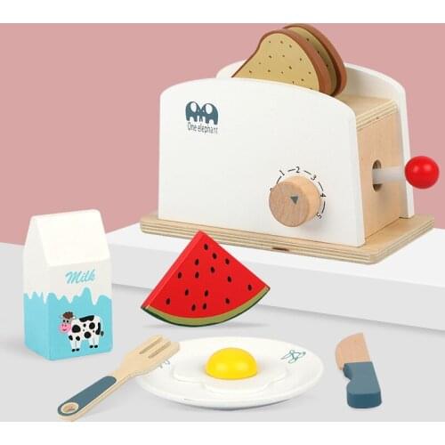 Kids Wooden Pretend Play Sets Pretend Toasters Bread Maker coffee machine game children toy mixer Kitchen Educational toy Gifts