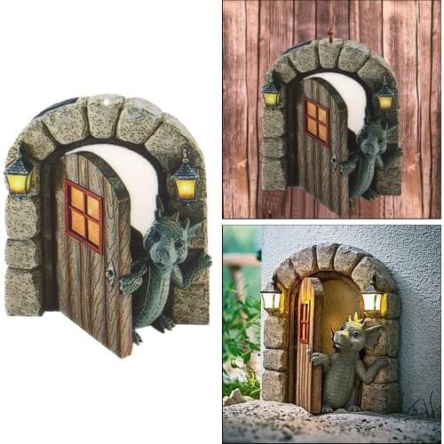 Dinosaur Out The Door Garden Decoration Whimsical Statues Fence Outdoor