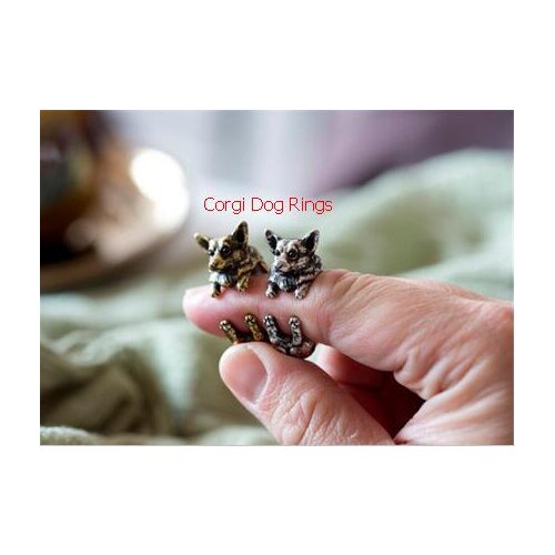 Drop shipping-3D Retro Corgi Dog Ring