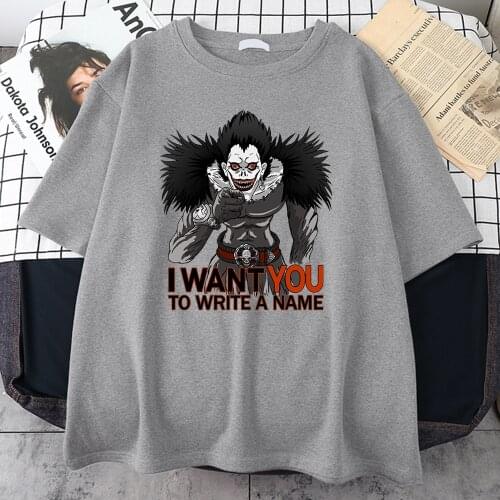 T-Shirt For Men Death Note Japanese Anime Clothing Cartoon Character Mens T-Shirt Korean Trend Male T Shirts Casual Sportswear