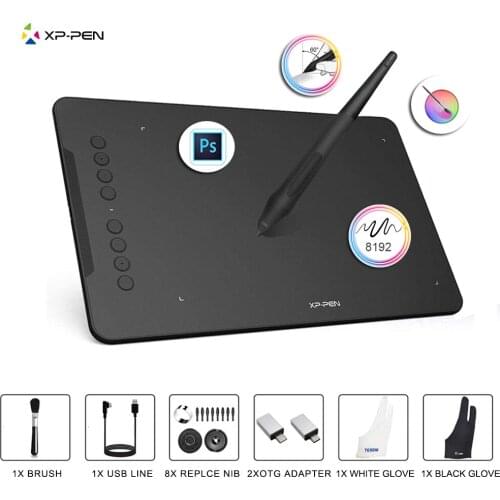XP-PEN Deco 01 V2 Graphic Tablet Drawing Tablet 10*6.25 inch 8192 Levels 8 Shortcut Keys with Battery-Free Stylus 2PCs Gloves