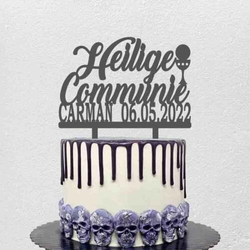 Customized Name Date Dutch Heilige Communie Cake Topper For Kids First Holy Communion Party Cake Decoration Topper