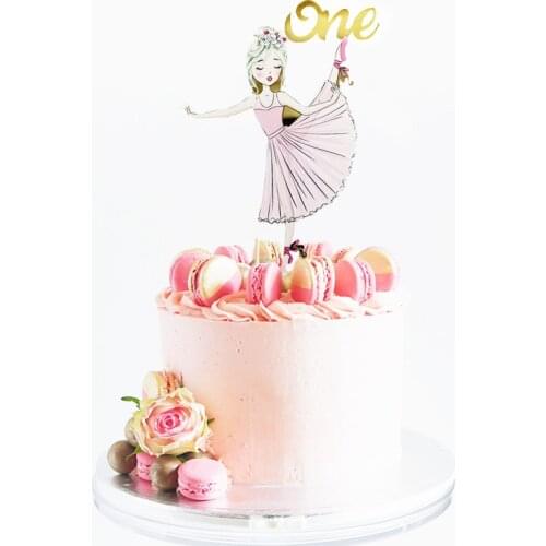 Ins Dancing girl Birthday Cake Topper Childrens Acrylic Happy Birthday Cupcake Topper For Boys girls party Cake flag decoration