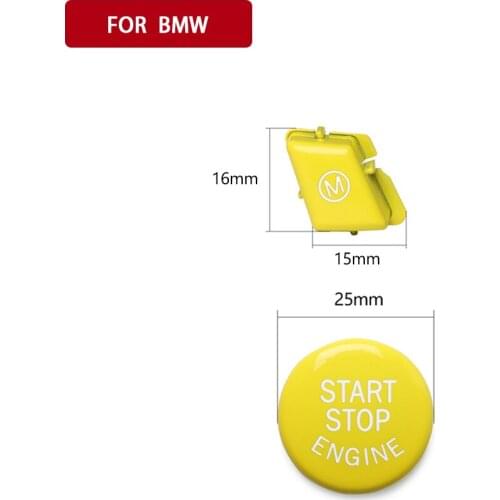 For BMW X3 X4 X5 E90 E92 E70 E60 E89 F10 F15 F30 M3 M4 Z4 Engine Start Stop Button Steering Wheel Yellow Switch Car Accessories