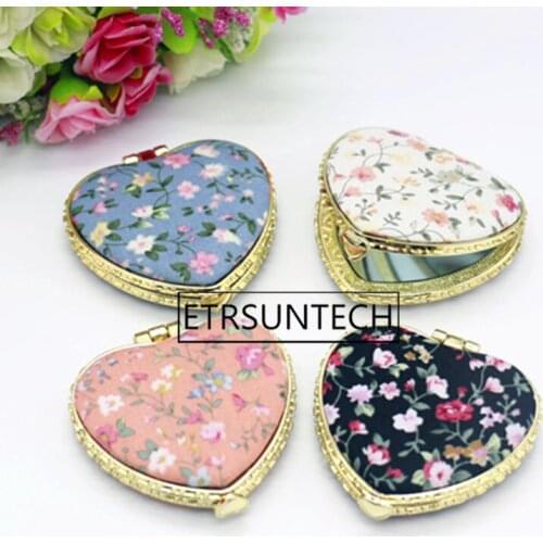 100pcs Mini Makeup Compact Pocket Floral Mirror Portable Two-side Folding Make Up Mirror Women Vintage Cosmetic Mirrors For Gift