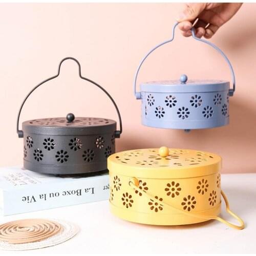 Useful Mosquito Coil Box Retro Reusable Wrought Iron Mosquito Coil Holder Classical Design Incense Burner Holder for Camping