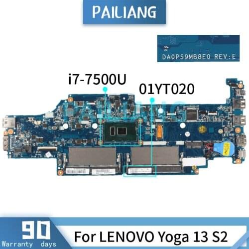 Mainboard For LENOVO Yoga 13 S2 i7-7500U Laptop motherboard 01YT020 DA0PS9MB8E0 SR2ZV DDR4 Tested OK