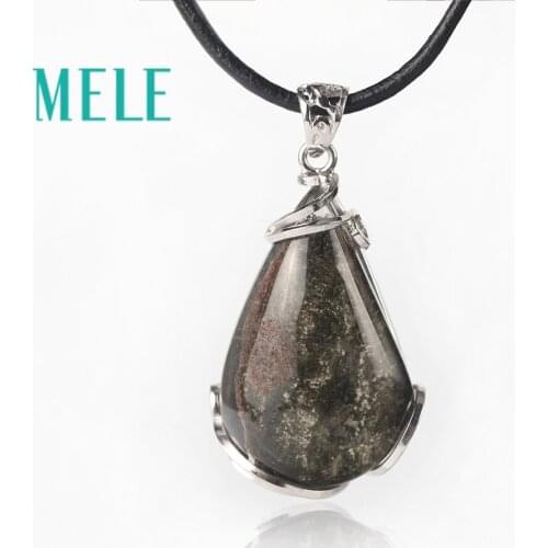MELE natural green ghost garden crystal pendant for women and man,30X21mm water drop shape peculiar pattern personality fashion