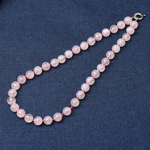 Lovely rounded and Smooth 10 mm light girl pink Customized Pink Crystal Necklace for your girlfriend