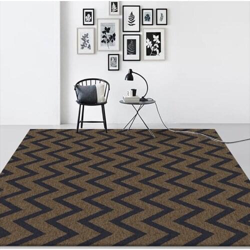 Fashion Modern Nordic Light Luxury Style Brown Black Triangle Line Bedroom Living Room Door Mat Bedside Carpet Floor Mat
