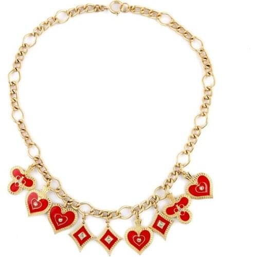 Fashion jewelry accessories vintage metal red heart necklace