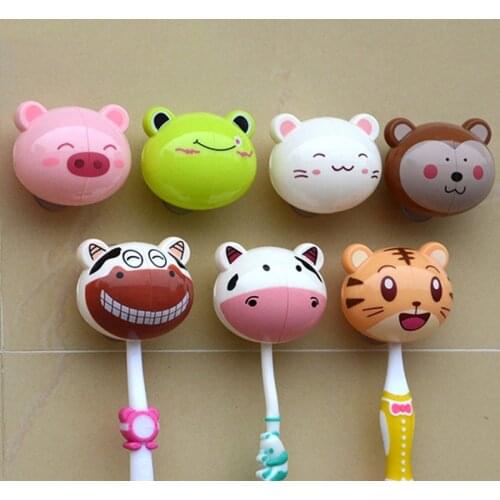 Cartoon Wall Sucker Child Toothbrush Head Cover With Suction Hooks Toothbrush Storage Box Kids Holiday Gifts Bathroom Supplies