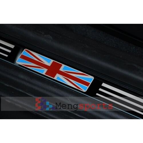 Set 2x Works John Union Jack Stainless Steel Door Sill Plate/Pedal R56 R57 747mm