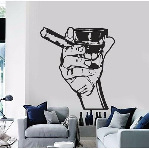 Pub Wall Decal Drink Alcohol Men Bar Whiskey Rum Cigar Relaxation Vinyl Kitchen Interior Wall Stickers Home Decor Resturant Y805