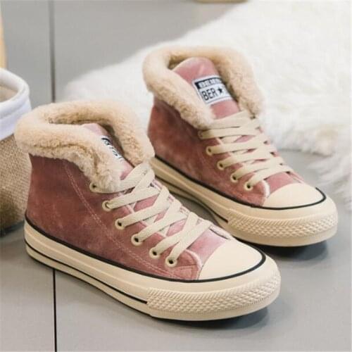 New Women Winter Fur Ankle Snow Boots Comfortable Thick Plush Keep Warm Sneakers Ladies Flock Platform Cotton Shoes