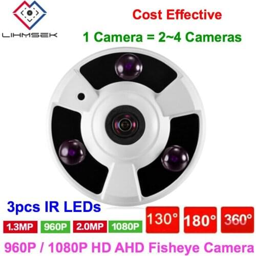 Lihmsek Panoramic 360 Degree CCTV AHD Camera 2MP 1.3mp Analog HD Fisheye Lens Panorama 1080P 130 180 Security AHD Camera IR 10m