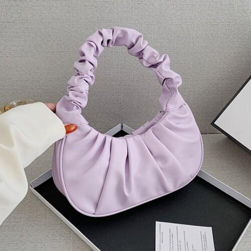Casual PU Leather Handle Bag Women Pleated Cloud Bag Fashion Armpit Bag All-match Shoulder Bag French Small Handbags Girl Totes