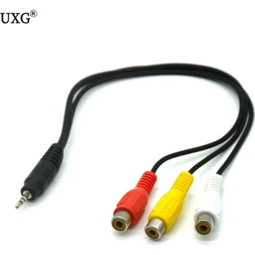 2.5mm Male to 3 RCA Female Composite Audio Video AV Adapter Connector Cable cord wire for Audio Video