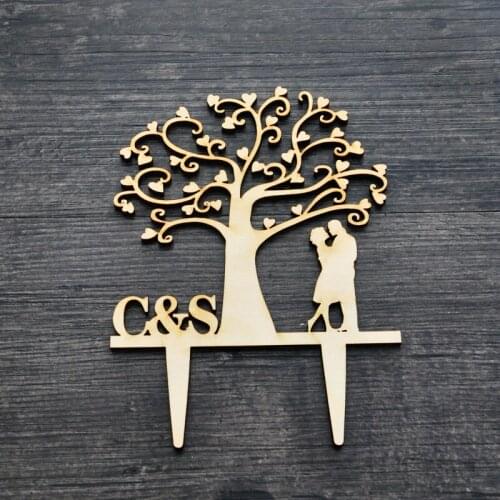 Rustic Wedding Cake Topper - initials Cake Topper Mr and Mrs Wedding Cake Topper Cake Decor