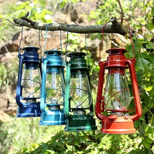 Outdoor Retro Kerosene Lamp For Camping Hiking Portable Travel Picnic Kerosene Lights Night Forest Adventure Supplies Black Red