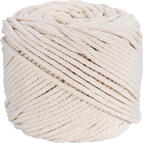4mm Macrame Rope Twisted String Cotton Cord For Handmade Natural Beige Rope DIY Accessories Natural Beige Artisan100M 3