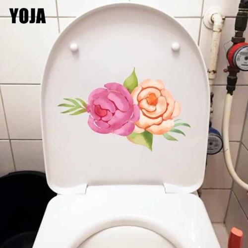 YOJA 21.7*12.4CM Hand Drawn Cartoon Flower Kids Bedroom Wall Sticker WC Toilet Decoration T1-0863