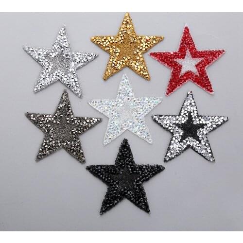 10/20 Pcs Crystal Rhinestone Star Patches for Clothing Iron on Clothes Appliques Sequin Patch Badge Diamond Pentagram Stickers